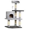 Cat Tower with Platforms, Houses, Play Mouse, Scratching Posts and Covered in Plush 48x48x100 cm Grey