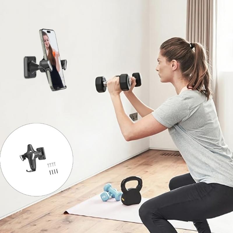 Adjustable Wall Mounted Smartphone Stand For Hands Less Viewing In Shower Or Cooking ABS Construction Space Saving Design