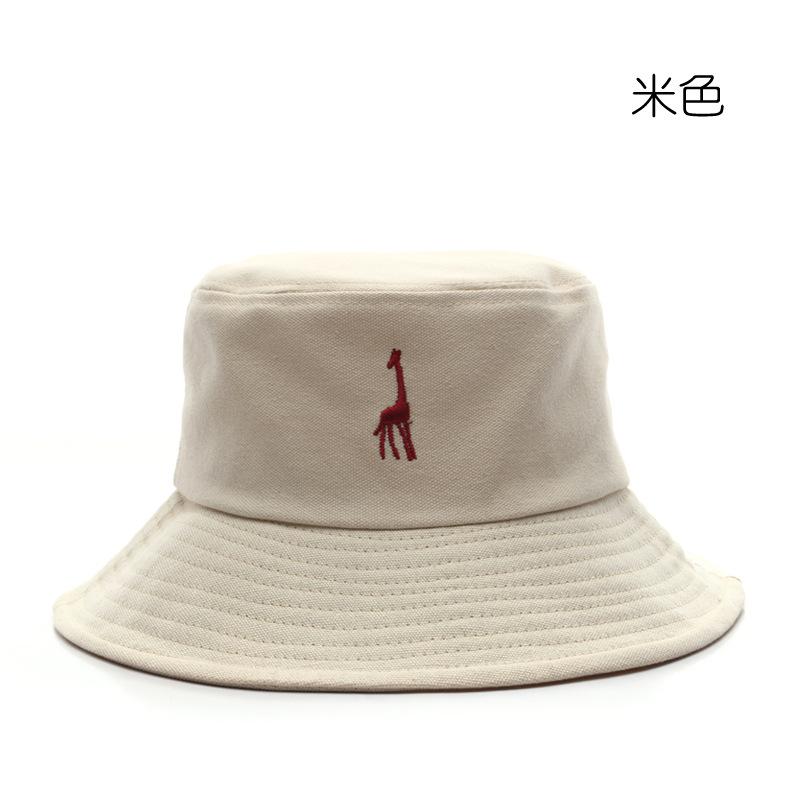 

Bucket hat outdoor sports travel sunscreen sunshade sun hat giraffe embroidery couple basin hat Adjustable бежевий