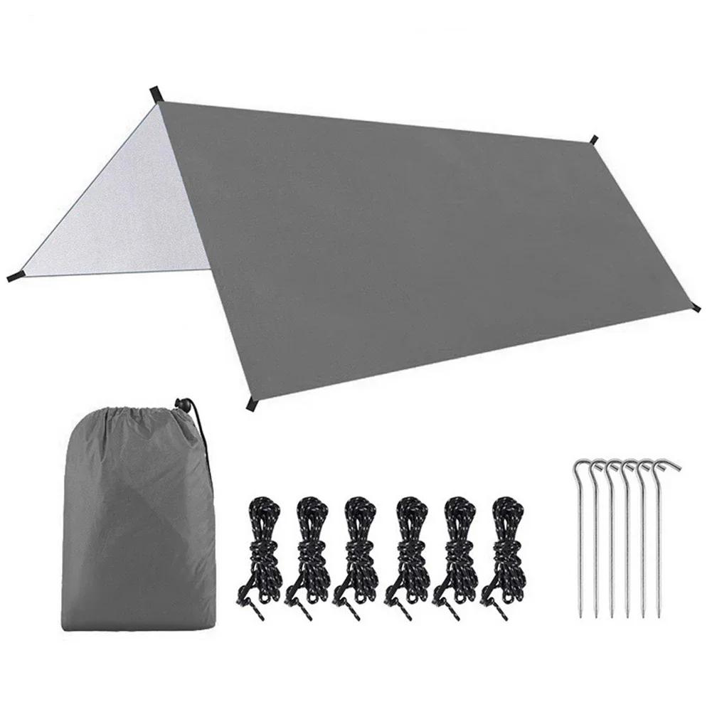 Outdoor Shelter 300cm Camping Tent Tarp Rain Fly with Spikes Nylon Rope for Waterproof and Windproof Protection during Camping