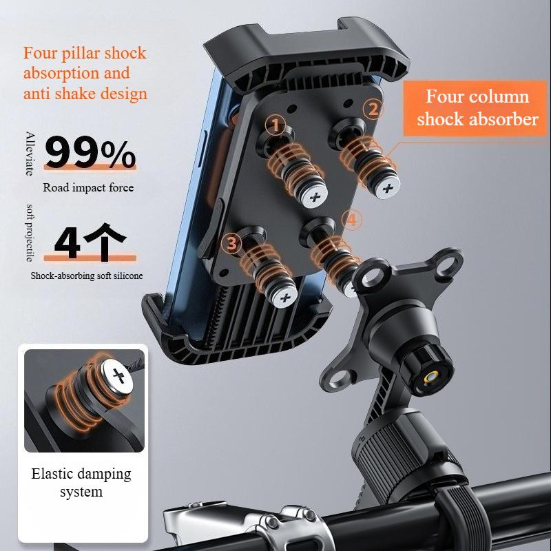 Shock Resistant Motorcycle Phone Holder for Delivery Riders Electric Bicycle Navigation Mount Stable Clamp for Mobile Phones