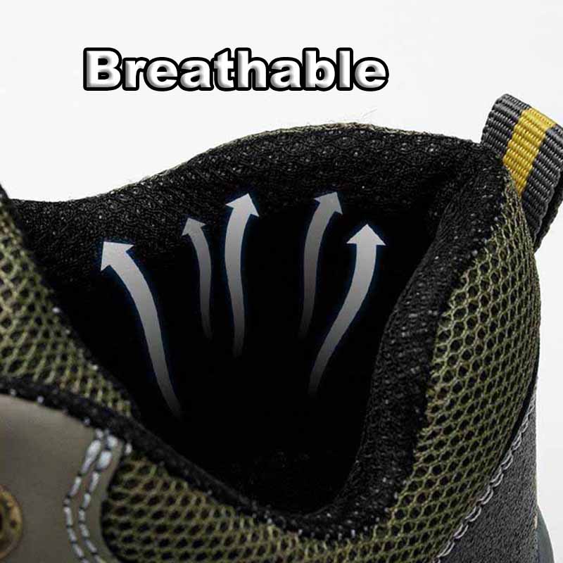 Oulylan Male Lightweight Breathable Safety Shoes Wear Resistant Footwear Steel Toe Protective Boots Puncture-Proof Work Sneakers