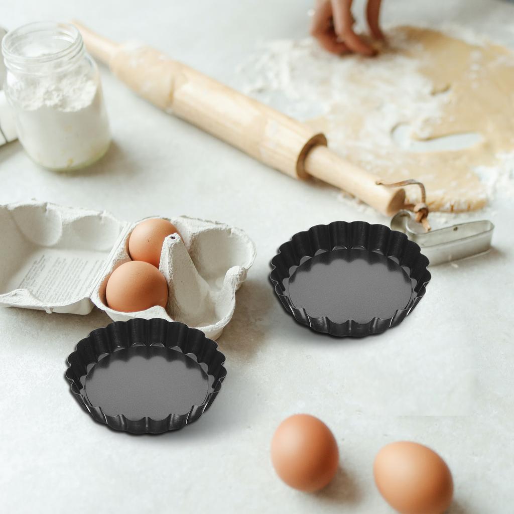 8Pcs Mini Tart Pans with Removable Bottom Egg Tart Mold Baking Pan High Conductivity Carbon Steel for Pudding Fruit Chocolate