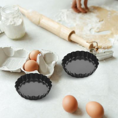 8Pcs Mini Tart Pans with Removable Bottom Egg Tart Mold Baking Pan High Conductivity Carbon Steel for Pudding Fruit Chocolate