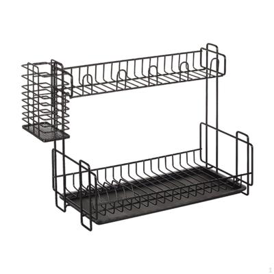 Égouttoir à vaisselle, multifonctionnel, porte-ustensiles, comptoir, gain de place, 2 couches