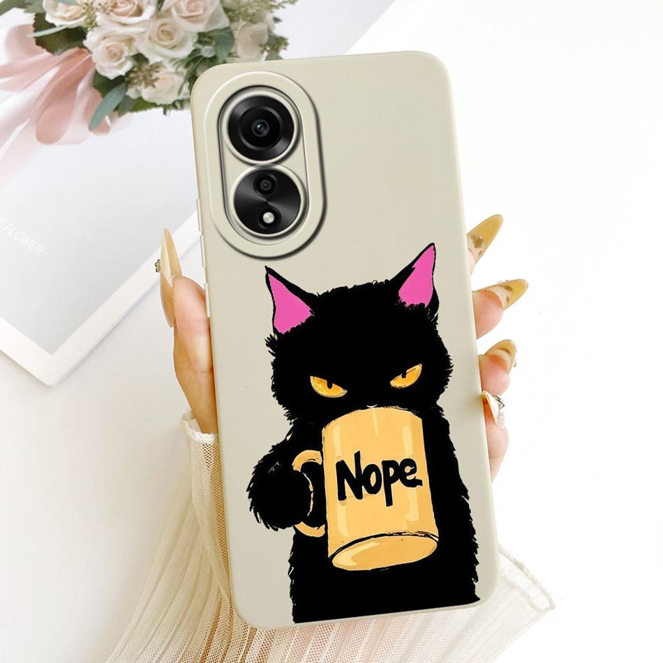 For OPPO A78 4G CPH2565 / A78 5G CPH2483 Cute Cat Flower Cartoon Phone Case For Oppo A78 Shockproof Soft Silicone Bumpers