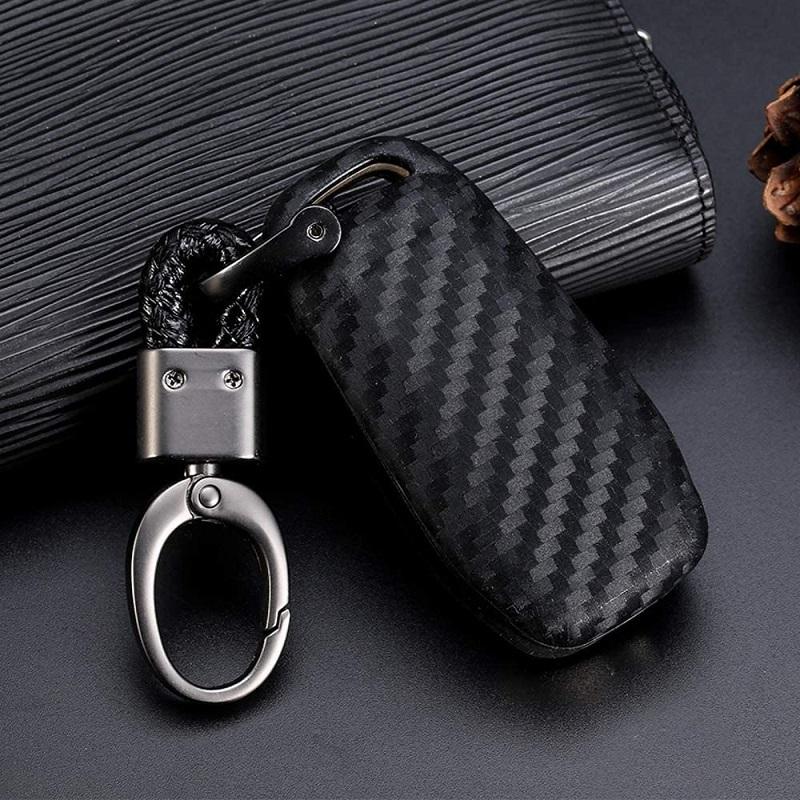 Car Key Fob Case Cover Carbon Fiber Flip For Ford F150 F250 2015 2016 2017 2018  Smart Remote Key Shell