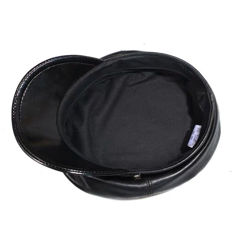 100 % hochwertiges echtes Leder, Unisex-Militärmütze, Winter, warm, für den Außenbereich, erste Schicht, Schaffell-Ledermütze, Militärmütze für Damen