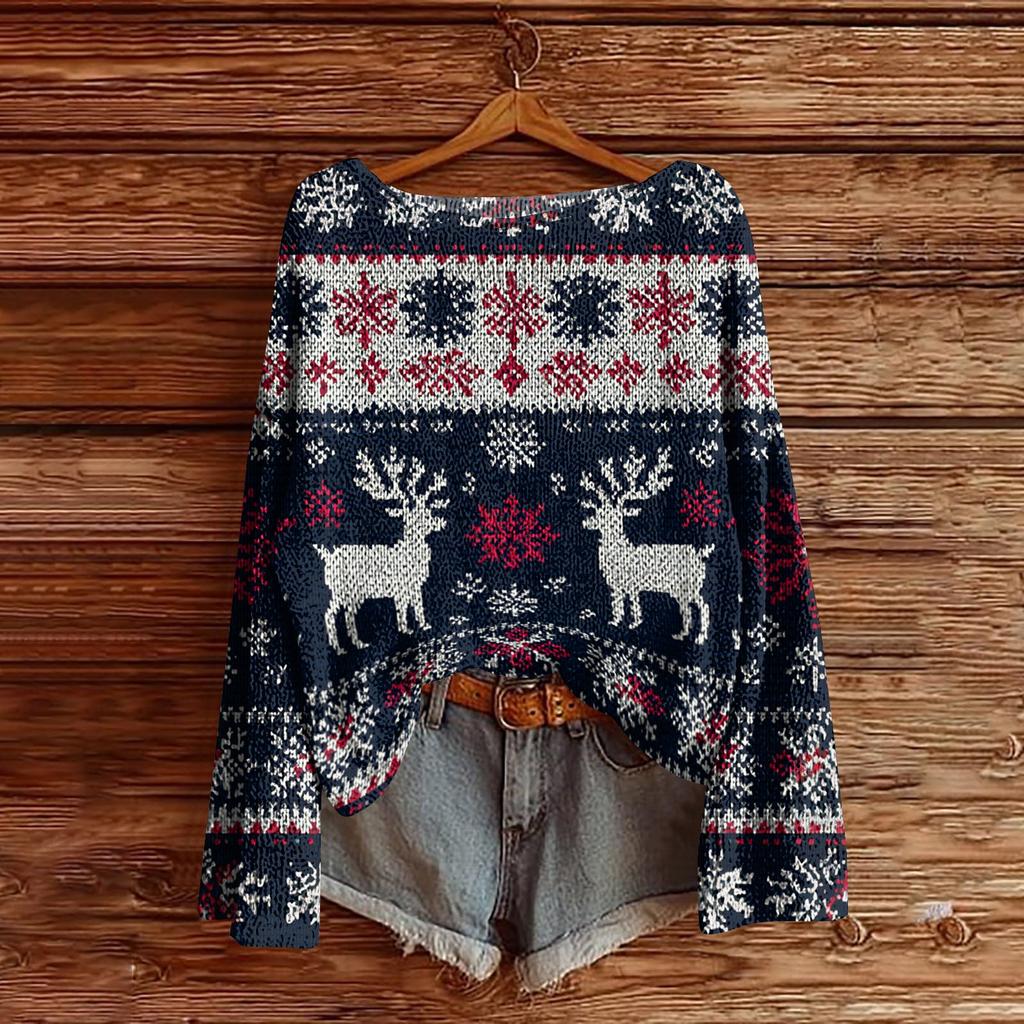 Women's Round Neck Lightweight Sweater Casual Long Sleeve Knit Pullover