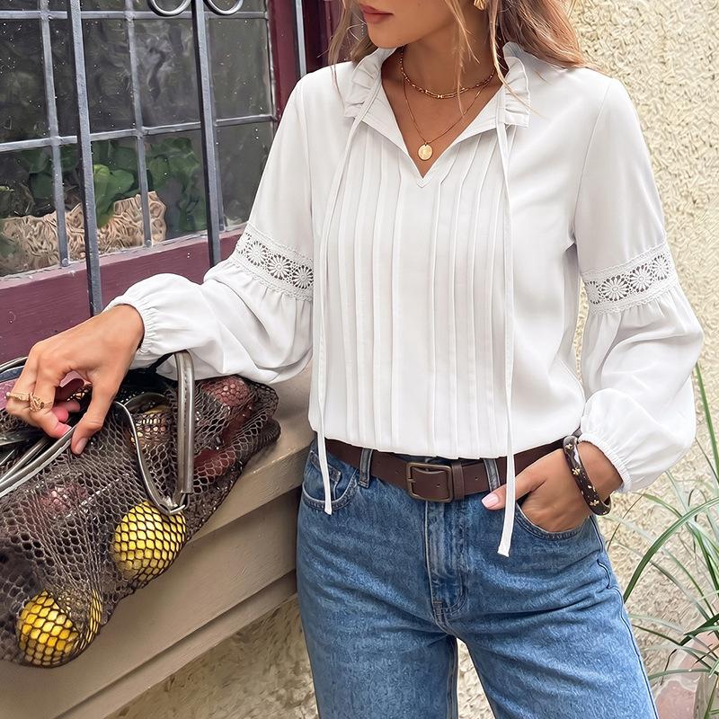 TIFICY Women's Fashion Casual Spring Autumn Long Sleeve Stand-collar Blouses & Shirts