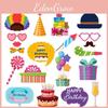Celebration Photo Booth Props Kit With Cartoon Paper Materials For Kids And Adults
