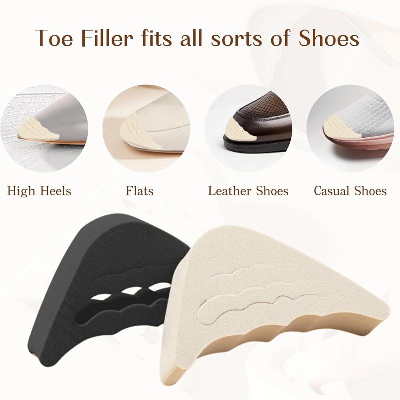 Toe Plug Soft Half Insoles Reusable Toe Sponge Filler Inserts for Shoes Adjustable Too Big Foot Brace Pads Unisex Shoe Inserts