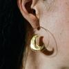 Premium Koperen 18K Echt Gouden Zon En Maan Cirkel Hanger Oorbellen, Gepersonaliseerde Trend, Modieuze En Unieke Oorbellen.