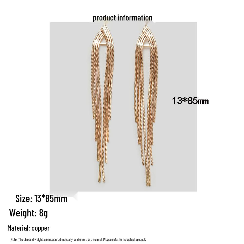 Elegant Retro Long Chain Tassel Earrings - European & American Light Luxury Stud Design