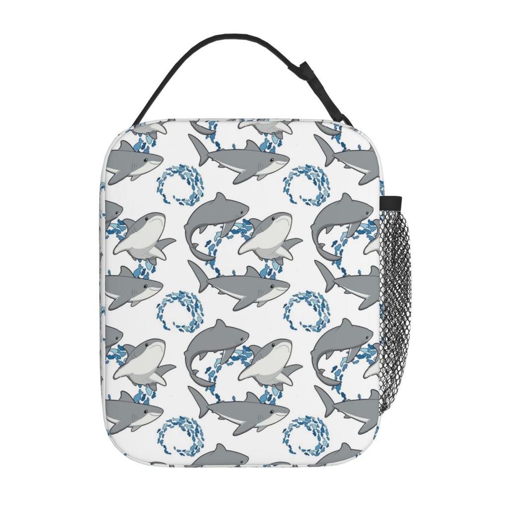 Cartoon Weißer Hai Isoliertische Lunchtasche für Kinder Schul-Kühlbox Thermische Lebensmittelbox Tragetasche Auslaufsichere Lunchboxen Behälter