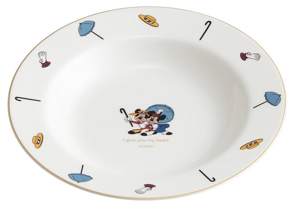 Skater 23cm Soup Plate, Dishwasher Safe, Narumi Bone China, Made in Japan, Disney Mickey & Minnie Mouse Design, CBSP23-A