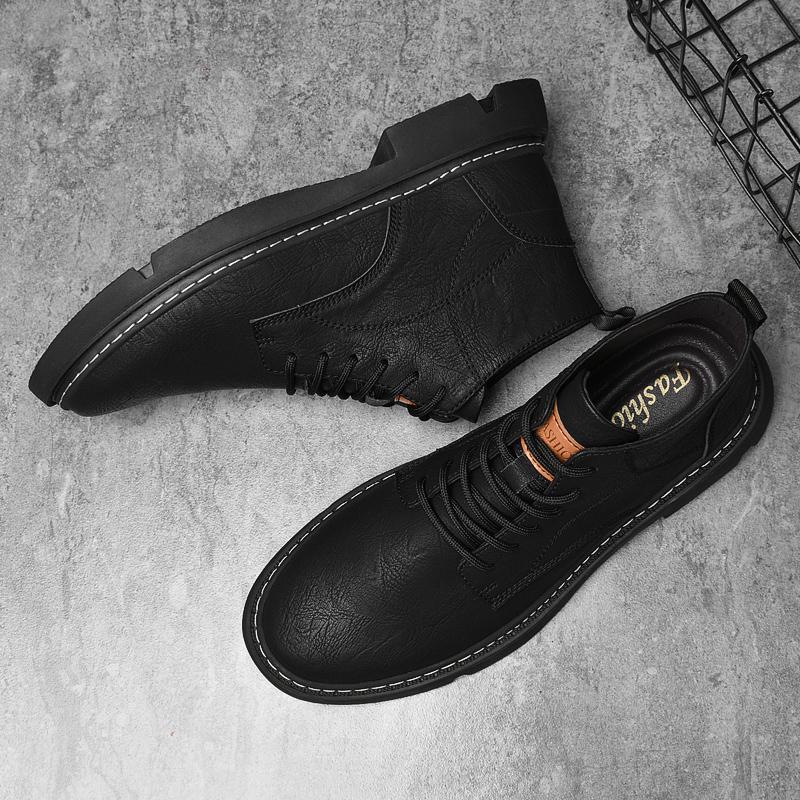 Fashion Classic Brand Men's Workwear Boots Thick Soled Wear-resistant Men's High Top Shoes High-quality Genuine Leather Casual Shoes