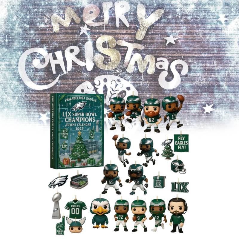 Calendar de Crăciun Philadelphia Eagles Cutie Oarbă Cu Ornamente Acrilice Pentru Cadouri de Petrecere de Sărbători