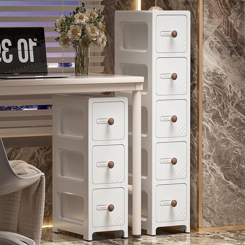 17CM Narrow Bathroom Storage Cabinet: Multi-Layer Drawer-Type Plastic Shelf