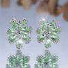 Cute Female Green Zircon Flower Stud Earrings Silver Color Wedding  For Women