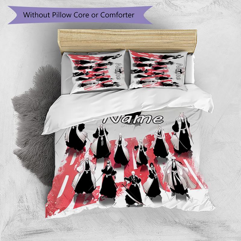 3pcs Custom Name Byakuya Kuchiki Bedding Set Duvet Cover Closure Includes 1 Duvet Cover & 2 Pillowcases for All Seasons Bedroom Decor