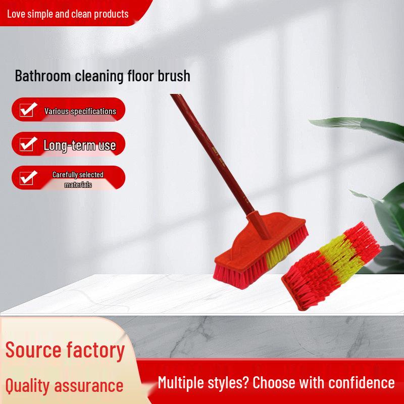Durable Long-Handle Bathroom Corner Brush with Hard Bristles for Tile and Floor Cleaning