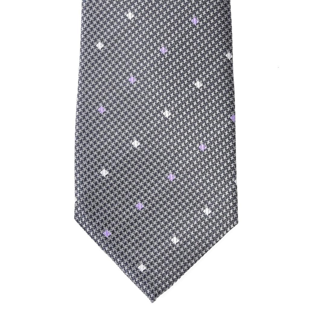 Brand Made in Nishijin Jacquard Square Fine Pattern [Michiko London] Necktie, Japan, Weave, 100% Silk, Weave, (B Pattern Gray)