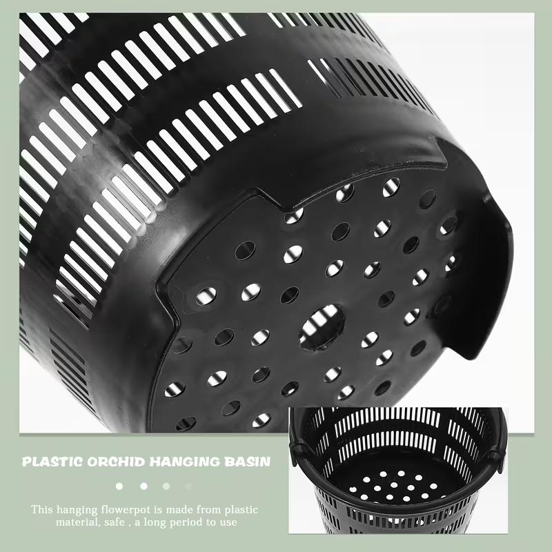 Hanging Flower Pots, 6 Sets Hanging Orchid Pot Breathable Mesh Net Pot Plastic Basket with Hook Orchids Flower Pots for Outdoor