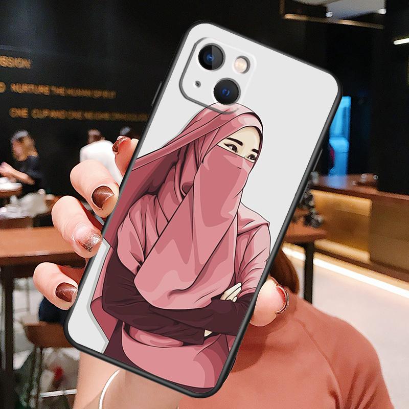 Muslim Arabic Hijab Girl Phone Case For iPhone 16 Pro Max 15 14 13 11 12 Pro Max Plus 12 13 Mini XR 16e Funda Cover