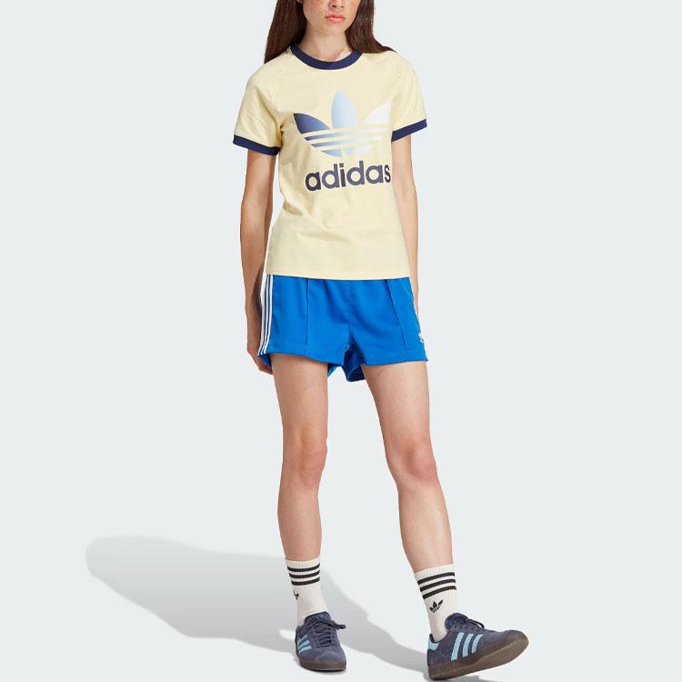 Adidas Originals Gradient Trefoil Cali Tee With Logo Letter Print And Slim Fit Women Tops Yellow IR6036