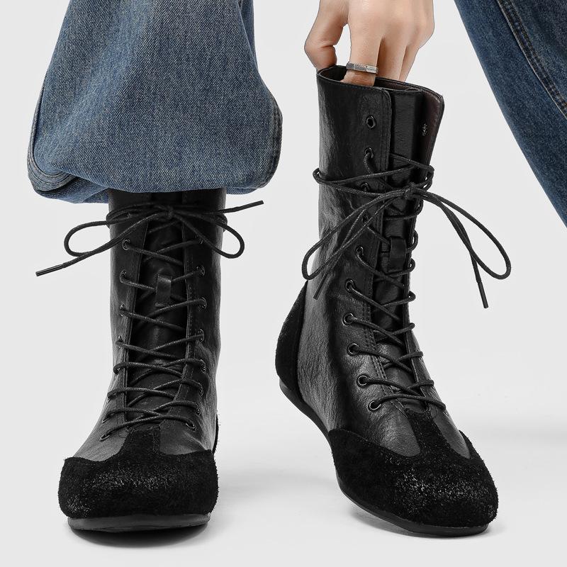 But Knee Lace-Up Men`S Locomotive Boots
