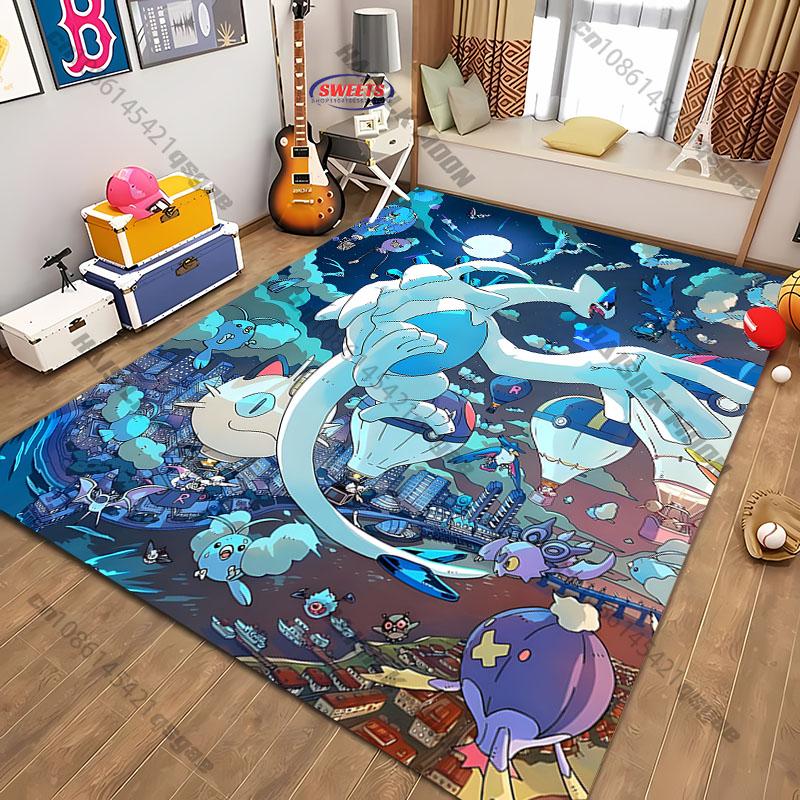 

3D Japan Pokemon Theme Carpet Lugia Pattern Rugs for Living Rooms Bedroom Entrance Door Decor Mats, Kids Play Mats Great Gifts 40x60cm