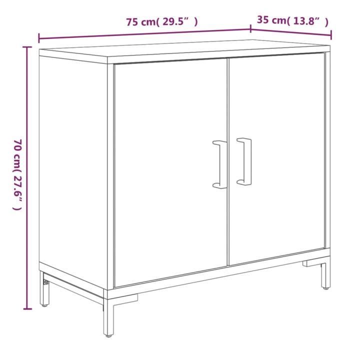 349923 vidaXL Buffet Marron 75x35x70 cm Bois de pin massif recyclé