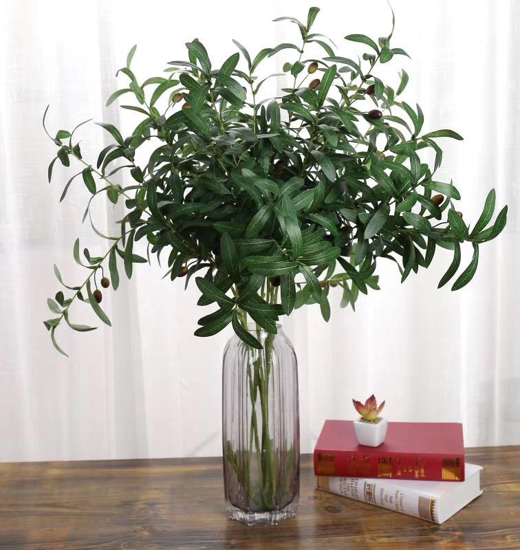Ramo Artificial 130cm Folha de Oliveira Fruto de Oliveira Ramo de Oliveira para Buquês Florais Casamento Feriado Decoração de Verdura