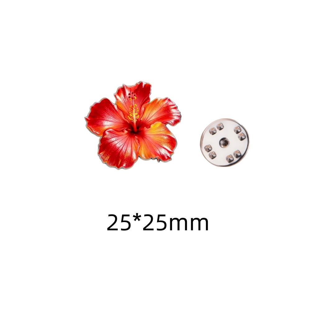 Stainless Steel Red Hibiscus Flower Pin Jewelry Stainless Steel Pink Hibiscus Flower Brooch for Women Birthday Gift