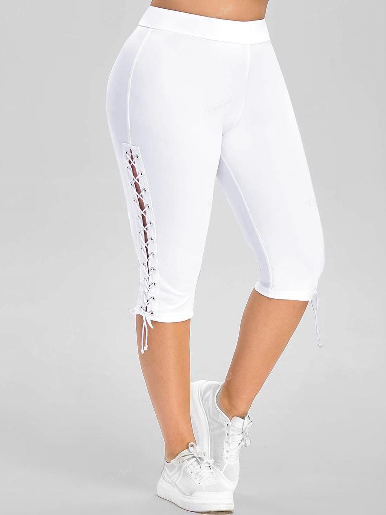 Rosegal Plus Size Capri-bukser med snøring med høy midje