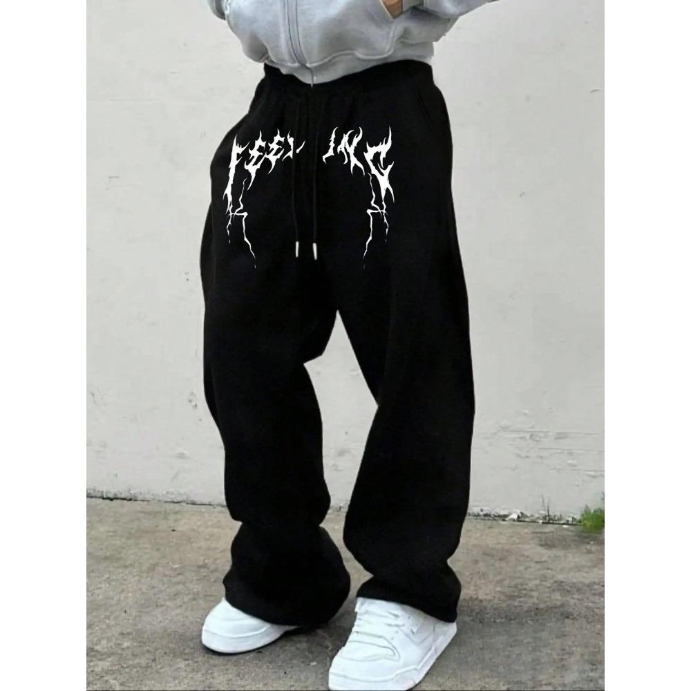 Men's Multifunctional Solid Color Drawstring Loose Casual Sports Pants with Plush Outdoor Wide Leg Pants
