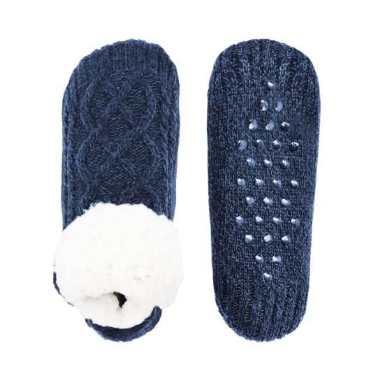 1 par de calcetines de invierno de felpa gruesa de punto con retención de calor, suela de silicona antideslizante, costillas en forma de V, calcetines cálidos para uso diario en el hogar y el dormitorio