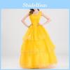 Elegant Belle Princess Costume Dress For Halloween Cosplay In Vibrant Yellow For Women