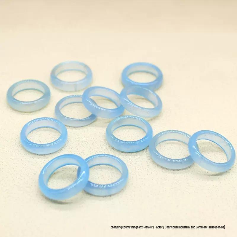Ice-Type White Brazilian Agate Jade Ring Band