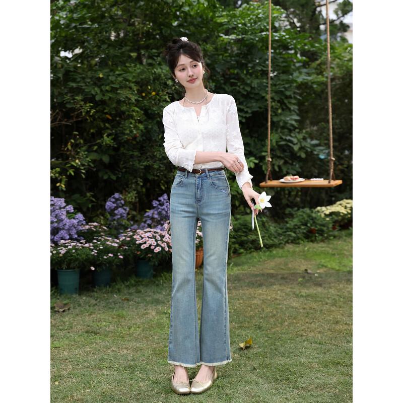 Women s High-Waist Blue Flared Jeans L