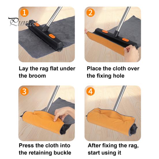 Balai 2 en 1 à long manche pour poils d'animaux avec raclette, brosse légère pour enlever les poils, poignée ergonomique, brosse de nettoyage multi-surfaces