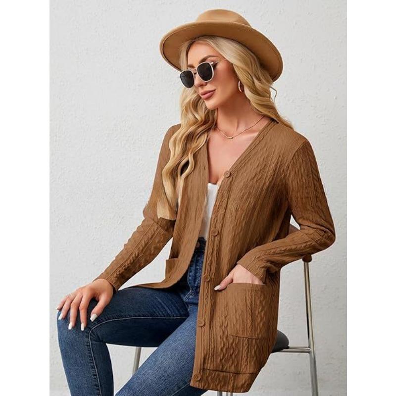 YYFS Women's Fashion Casual Fall Winter Solid Color Print Long Sleeve Sweaters