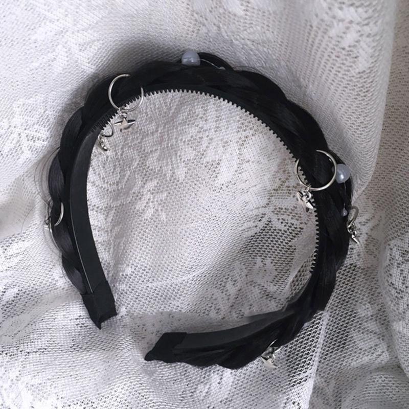 Punk Style Pendant Twisted Braid Headbands Costume Hairband Practical Friendly Hair Accessory For Women Girls Daily Wear
