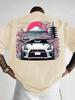 Sakura Car Print T-shirt Men's Summer Sweat-absorbing Breathable Comfortable Top Outdoor Short-sleeved Trendy Men's Clothing