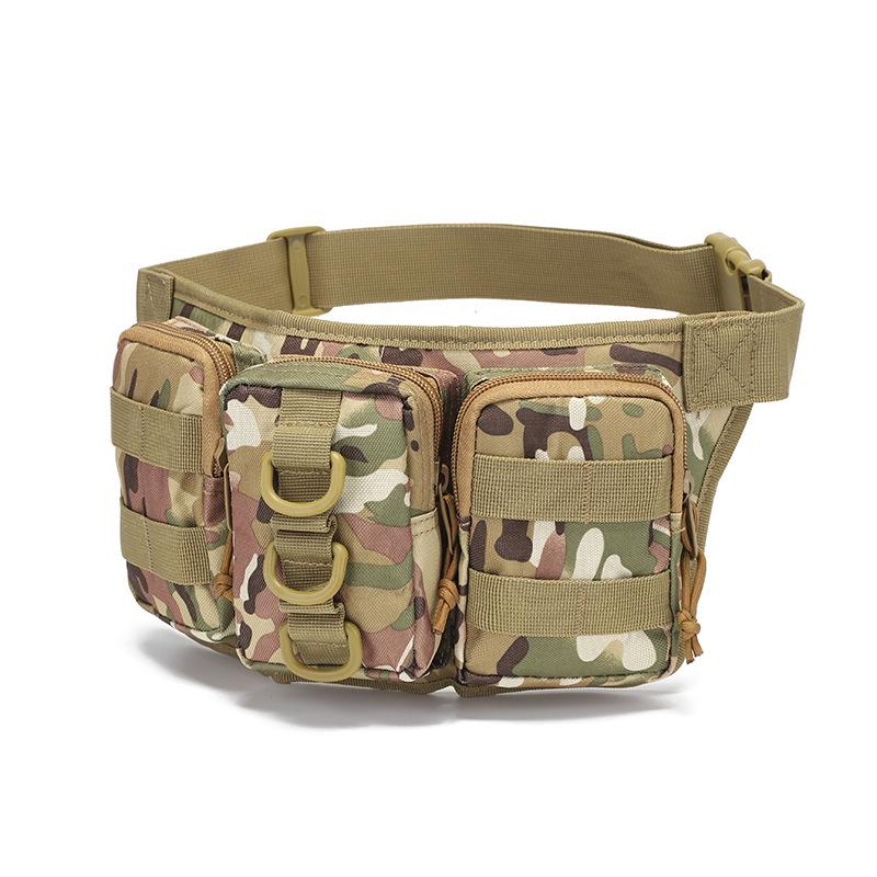 Tactical Camouflage Waterproof Fanny Pack for Outdoor, Cycling, and Mountaineering with Three Compartments