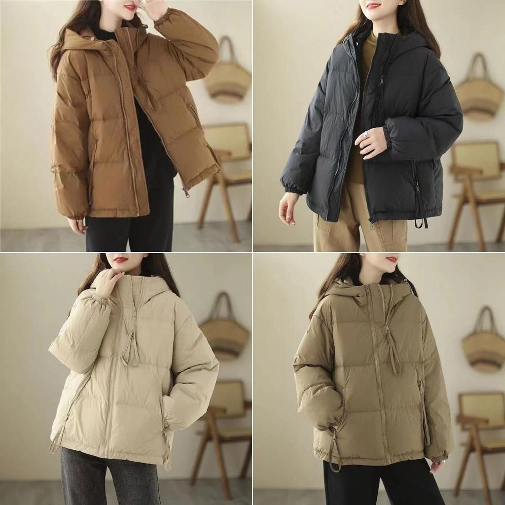 Fashion Thickened Korean Style Plus Size Women's Short Down Cotton Jacket with Hoodie