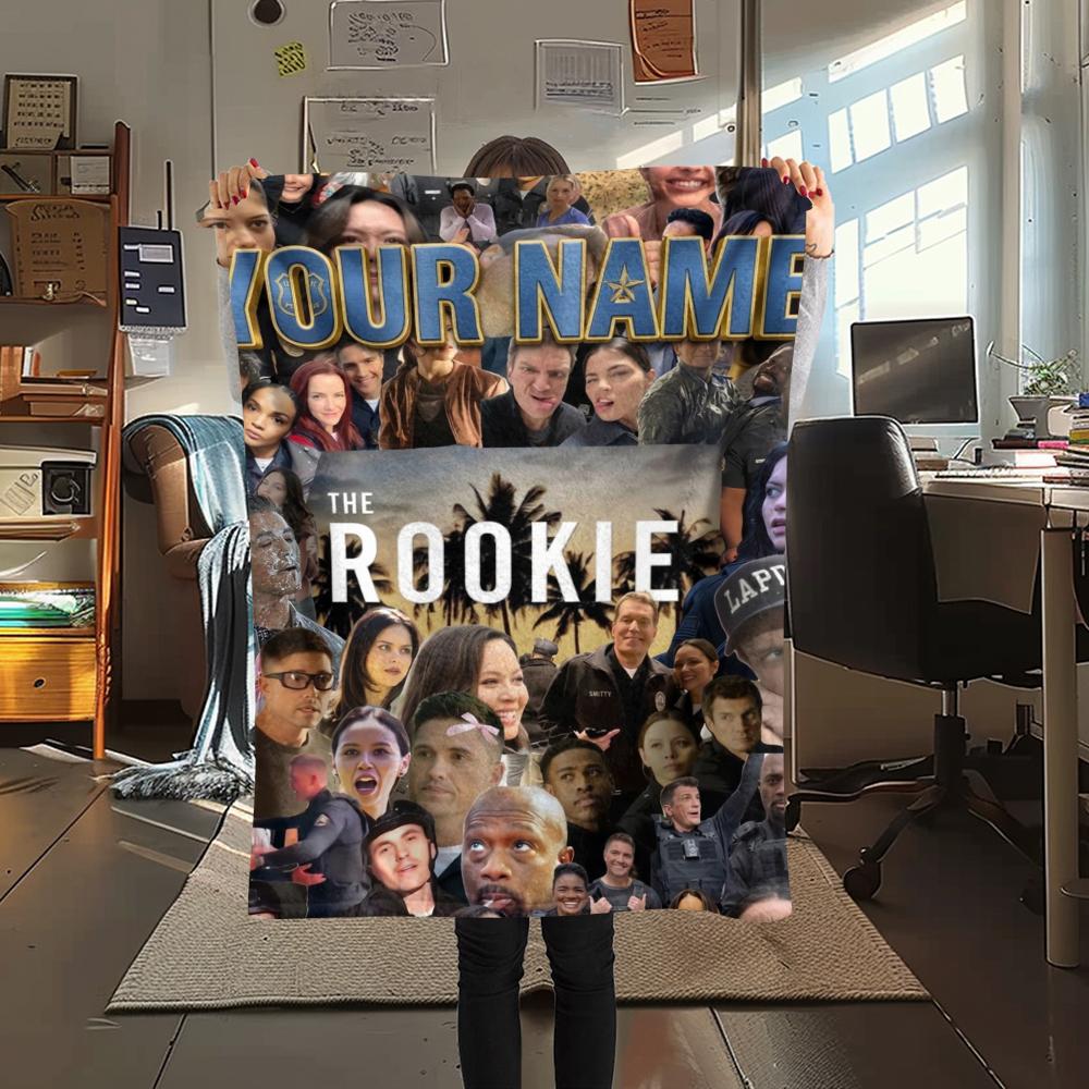 1PC Custom Name The Rookie Patterned Flannel Blanket Suitable For All Seasons for Home Decor Warmth and Comfort Gifts Holiday Present