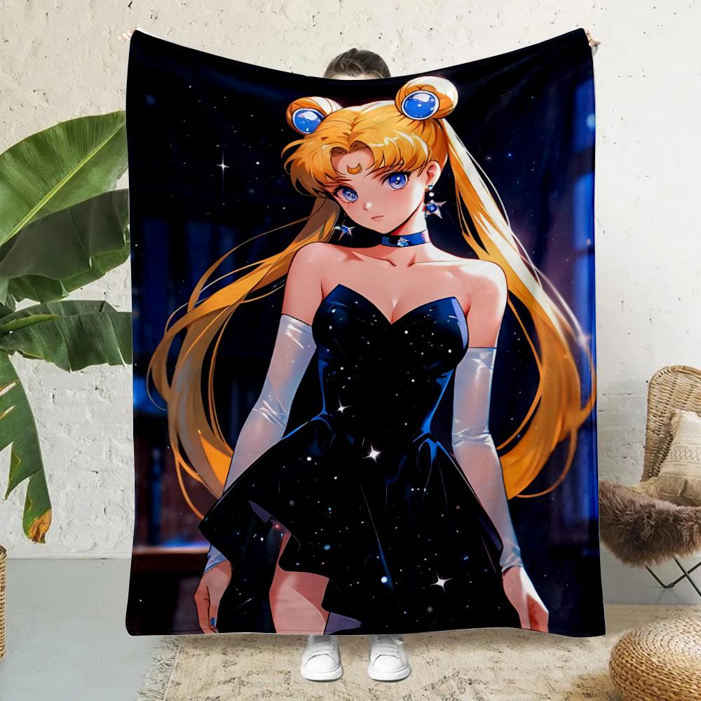 Anime Cartoon S-Sailor Moon Printed Blanket Picnic Blankets Warm Blanket Soft and Comfortable Blanket Home Travel Birthday Gift