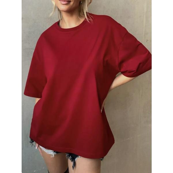 Summer Round Neck Fashionable Casual Pure Cotton Solid Color Short Sleeved Women's T-shirts